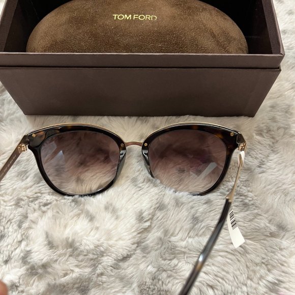 Tom Ford EMMA 56MM CAT EYE SUNGLASSES in DK Havana/ Brown Mirror MSRP$495 main image 3